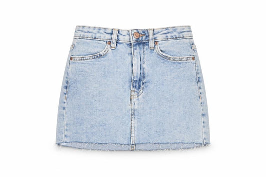 Bershka Women Blue UK 6 High Rise Denim Mini Straight Skirt