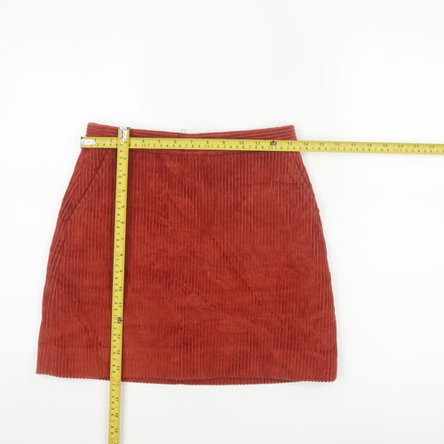 Jack Wills Women's Orange UK 8 Corduroy Mini Straight Skirt