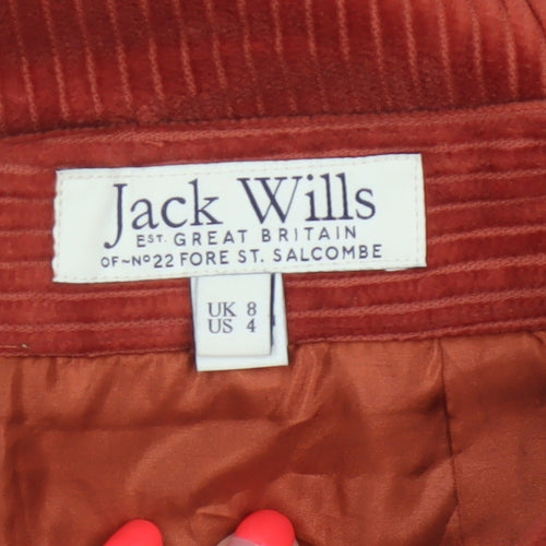 Jack Wills Women's Orange UK 8 Corduroy Mini Straight Skirt