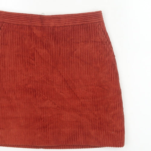 Jack Wills Women's Orange UK 8 Corduroy Mini Straight Skirt