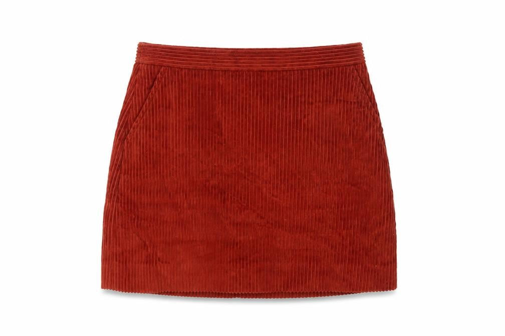 Jack Wills Women's Orange UK 8 Corduroy Mini Straight Skirt