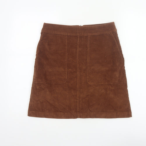 Fat Face Women Brown UK 8 A-Line Corduroy Mini Skirt Pockets