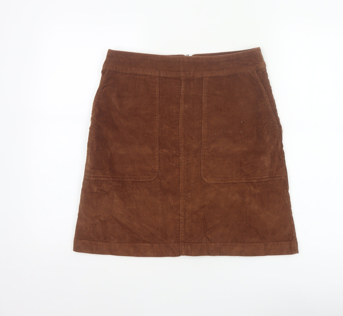 Fat Face Women Brown UK 8 A-Line Corduroy Mini Skirt Pockets