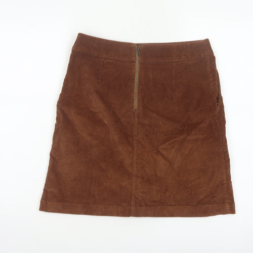 Fat Face Women Brown UK 8 A-Line Corduroy Mini Skirt Pockets