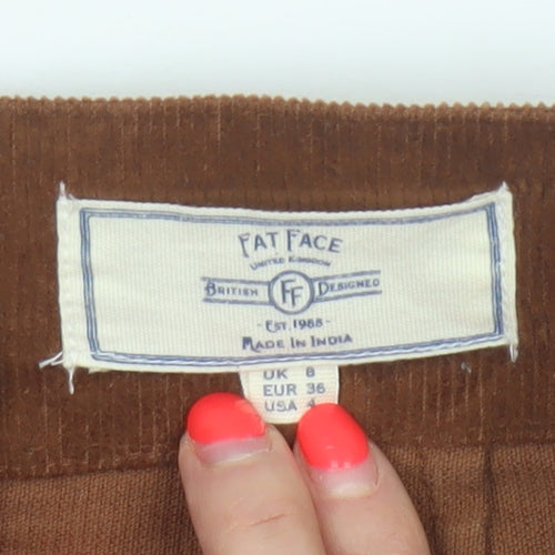 Fat Face Women Brown UK 8 A-Line Corduroy Mini Skirt Pockets