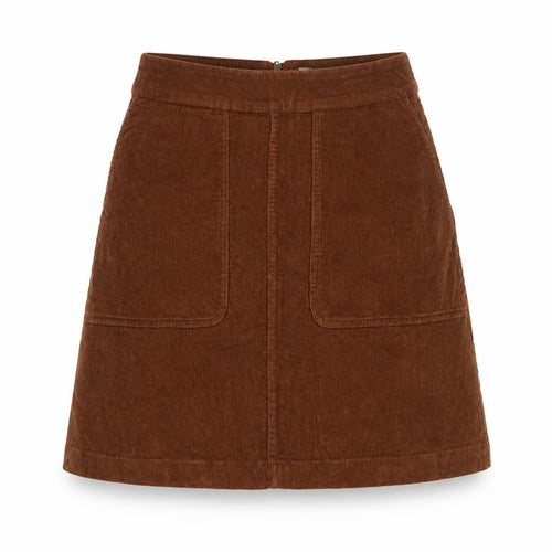 Fat Face Women Brown UK 8 A-Line Corduroy Mini Skirt Pockets