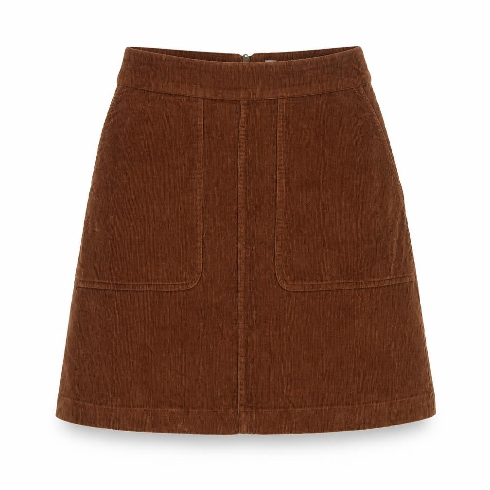 Fat Face Women Brown UK 8 A-Line Corduroy Mini Skirt Pockets