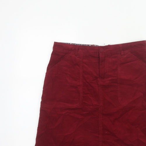 White Stuff Women Red Corduroy Pencil Skirt Size 10 Pockets