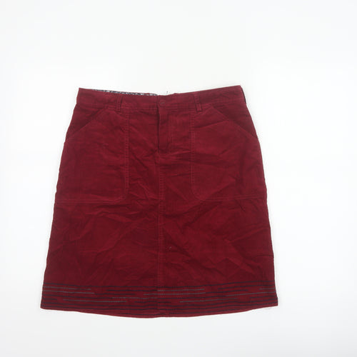 White Stuff Women Red Corduroy Pencil Skirt Size 10 Pockets