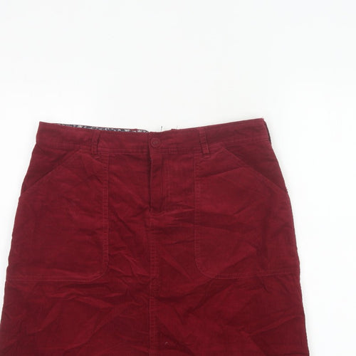 White Stuff Women Red Corduroy Pencil Skirt Size 10 Pockets