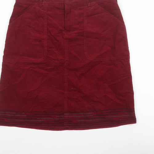 White Stuff Women Red Corduroy Pencil Skirt Size 10 Pockets