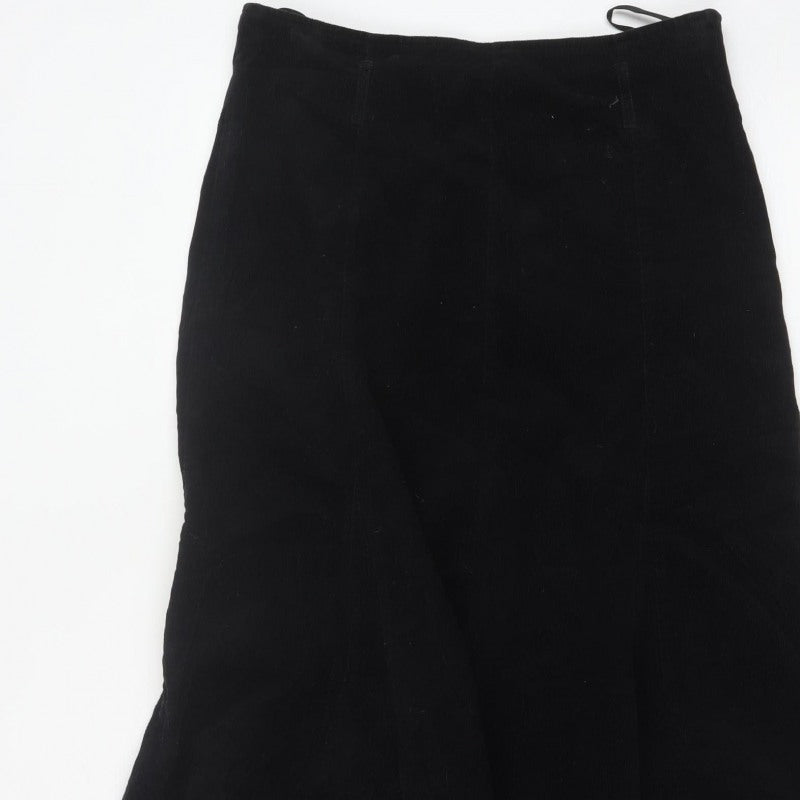 Bhs Women’s Black UK 10 Cotton Corduroy Flare Long Skirt