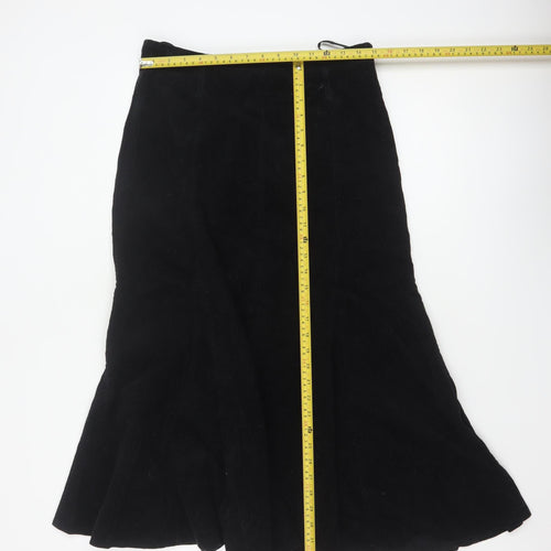 Bhs Women’s Black UK 10 Cotton Corduroy Flare Long Skirt