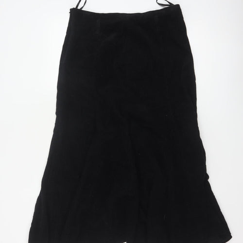 Bhs Women’s Black UK 10 Cotton Corduroy Flare Long Skirt