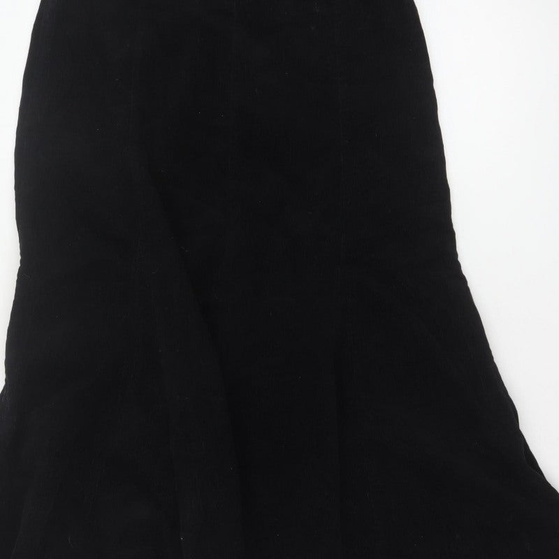 Bhs Women’s Black UK 10 Cotton Corduroy Flare Long Skirt