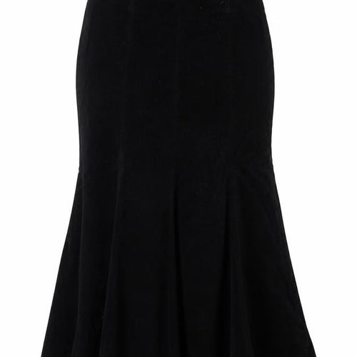 Bhs Women’s Black UK 10 Cotton Corduroy Flare Long Skirt