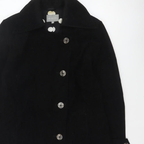 Per Una Women’s Black UK 12 Corduroy Pea Coat Buttoned