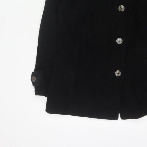 Per Una Women’s Black UK 12 Corduroy Pea Coat Buttoned
