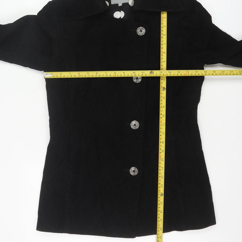 Per Una Women’s Black UK 12 Corduroy Pea Coat Buttoned