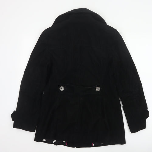 Per Una Women’s Black UK 12 Corduroy Pea Coat Buttoned