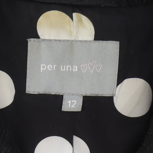 Per Una Women’s Black UK 12 Corduroy Pea Coat Buttoned