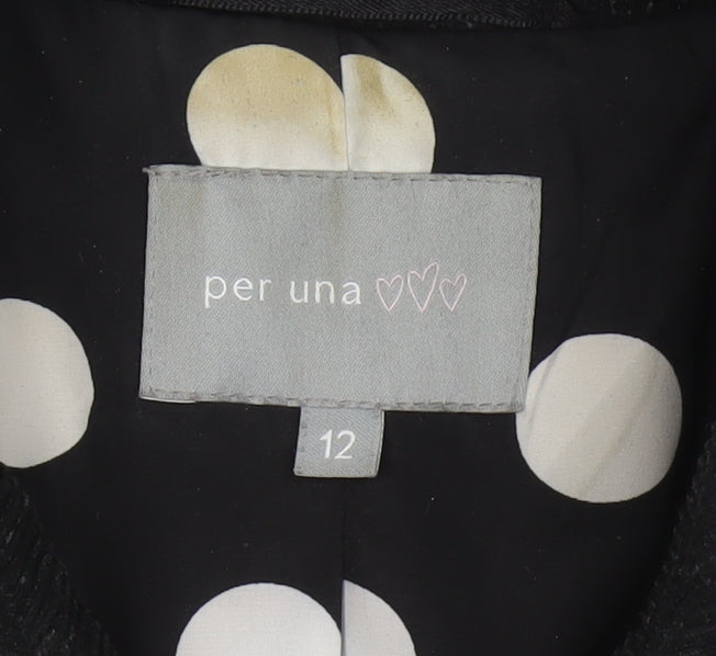 Per Una Women’s Black UK 12 Corduroy Pea Coat Buttoned