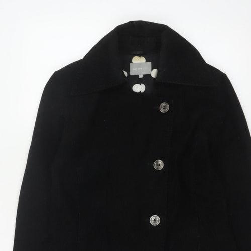 Per Una Women’s Black UK 12 Corduroy Pea Coat Buttoned