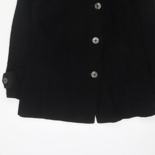 Per Una Women’s Black UK 12 Corduroy Pea Coat Buttoned