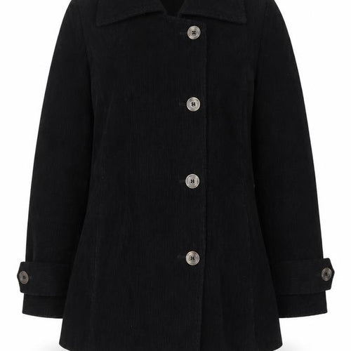 Per Una Women’s Black UK 12 Corduroy Pea Coat Buttoned
