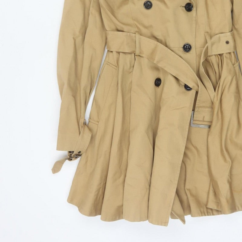 Topshop Women’s Beige UK 8 Belted Double Breasted Trench Coat