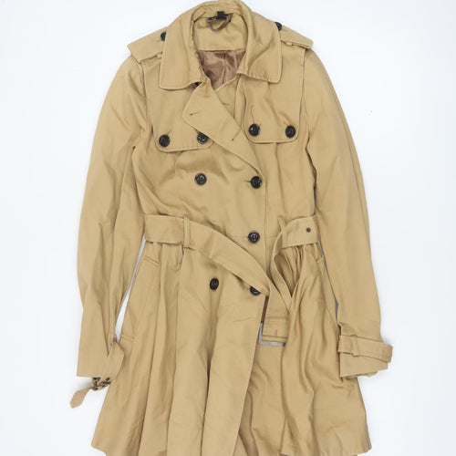 Topshop Women’s Beige UK 8 Belted Double Breasted Trench Coat
