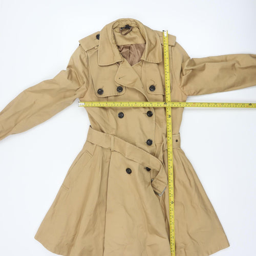 Topshop Women’s Beige UK 8 Belted Double Breasted Trench Coat