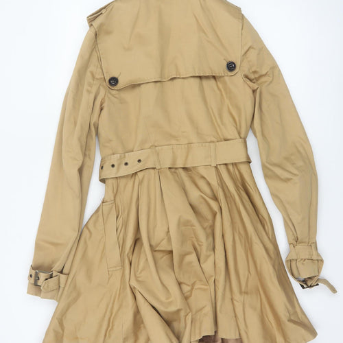 Topshop Women’s Beige UK 8 Belted Double Breasted Trench Coat