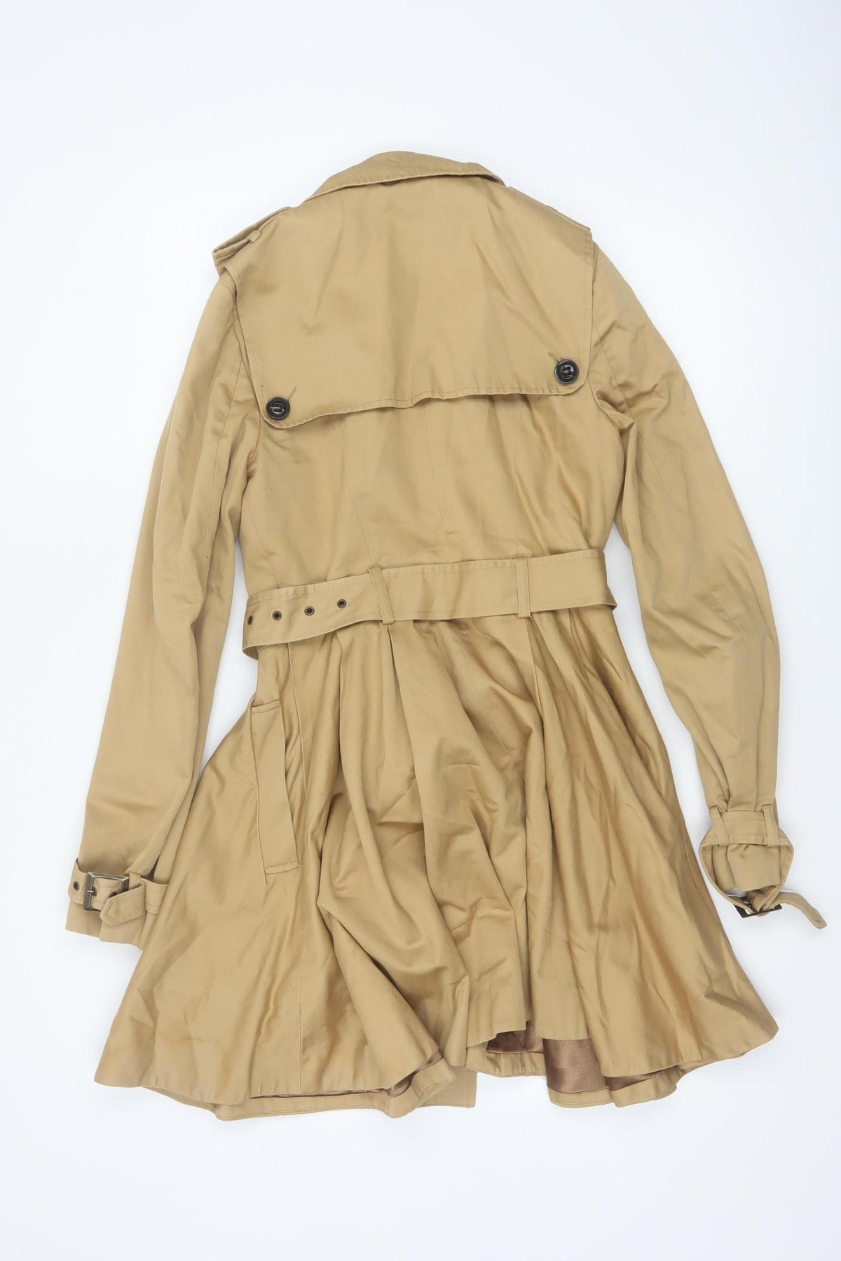 Topshop Women’s Beige UK 8 Belted Double Breasted Trench Coat