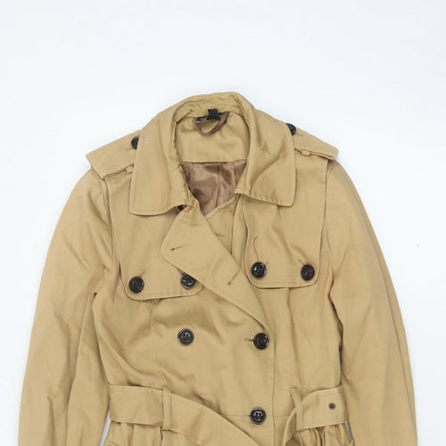 Topshop Women’s Beige UK 8 Belted Double Breasted Trench Coat