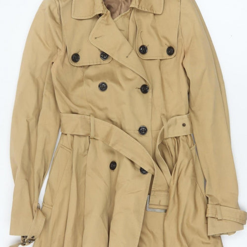 Topshop Women’s Beige UK 8 Belted Double Breasted Trench Coat