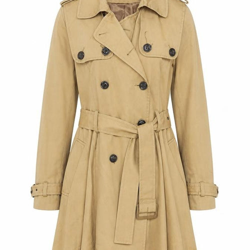Topshop Women’s Beige UK 8 Belted Double Breasted Trench Coat