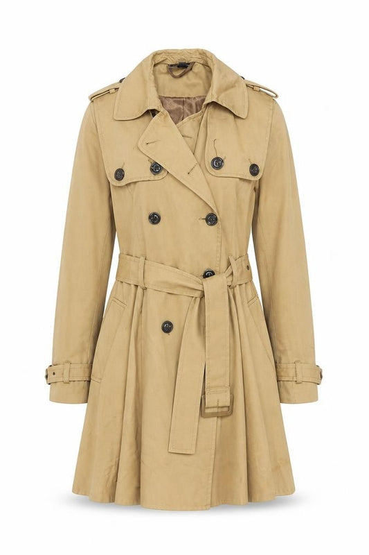 Topshop Women’s Beige UK 8 Belted Double Breasted Trench Coat
