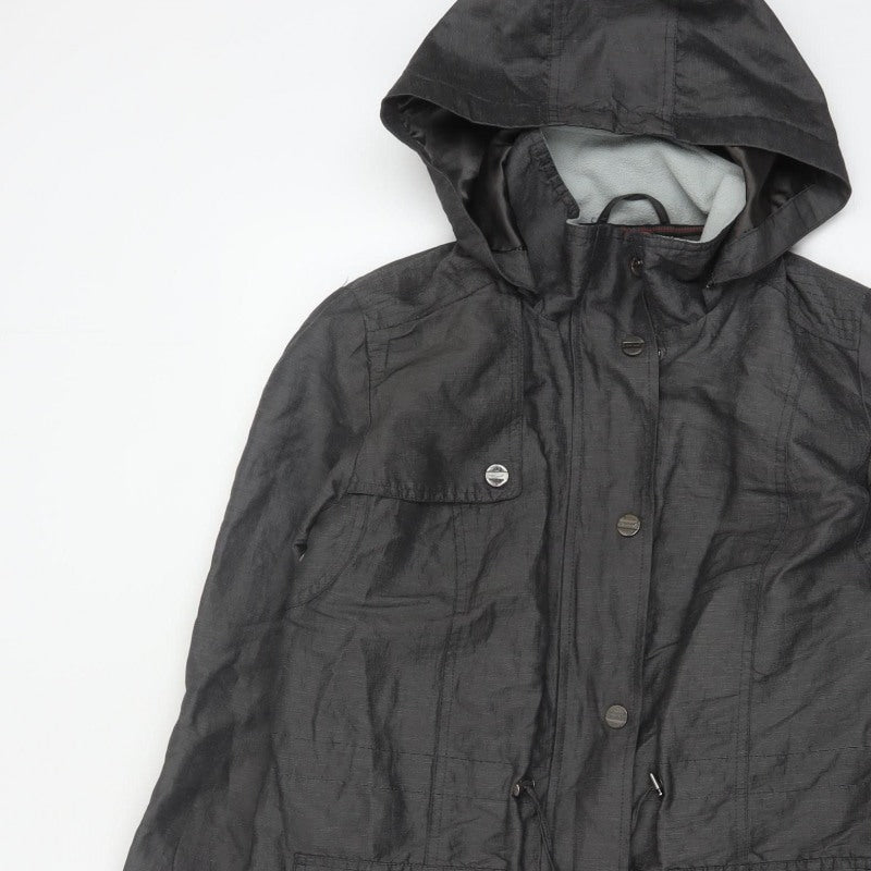 Per Una Women Black UK 12 Hooded Shower Resistant Parka Jacket