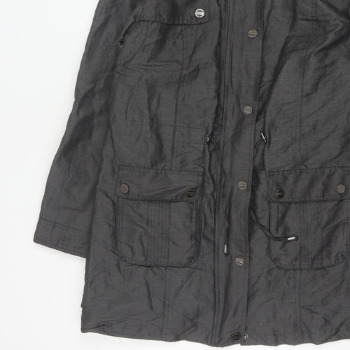 Per Una Women Black UK 12 Hooded Shower Resistant Parka Jacket