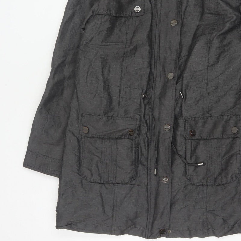 Per Una Women Black UK 12 Hooded Shower Resistant Parka Jacket