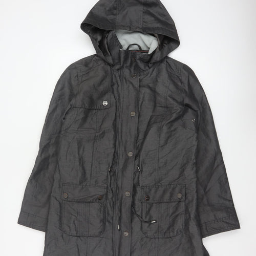 Per Una Women Black UK 12 Hooded Shower Resistant Parka Jacket