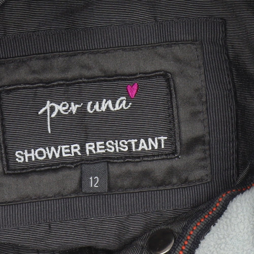 Per Una Women Black UK 12 Hooded Shower Resistant Parka Jacket