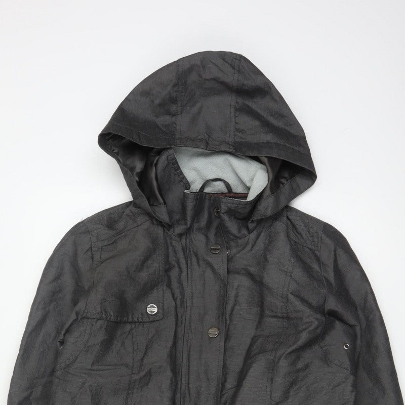 Per Una Women Black UK 12 Hooded Shower Resistant Parka Jacket
