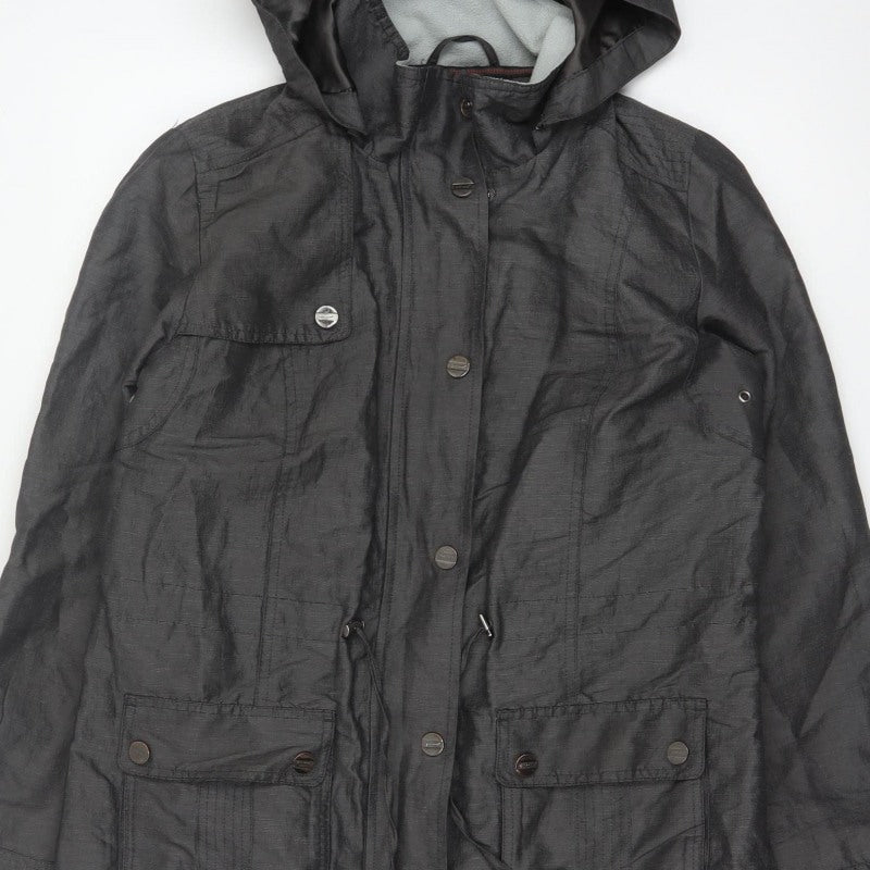 Per Una Women Black UK 12 Hooded Shower Resistant Parka Jacket