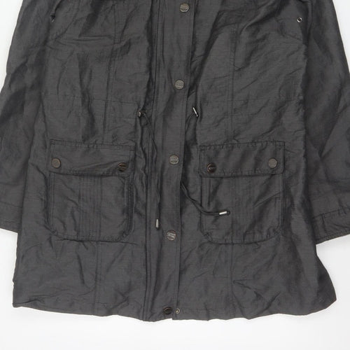 Per Una Women Black UK 12 Hooded Shower Resistant Parka Jacket