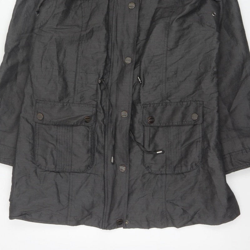 Per Una Women Black UK 12 Hooded Shower Resistant Parka Jacket