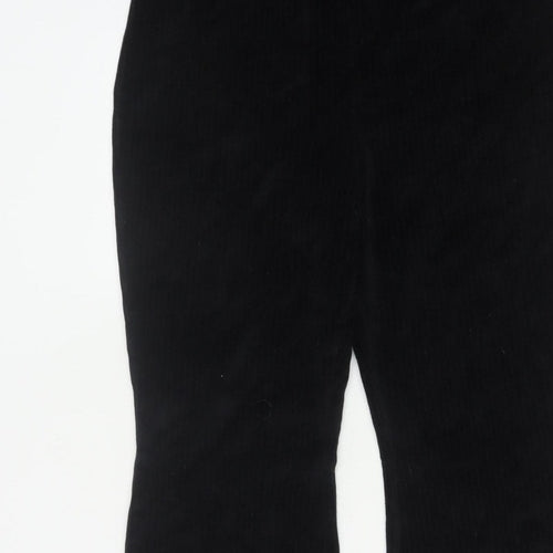 Divided H&M Women Black UK 14 Flared Corduroy Elastic Waist Trousers