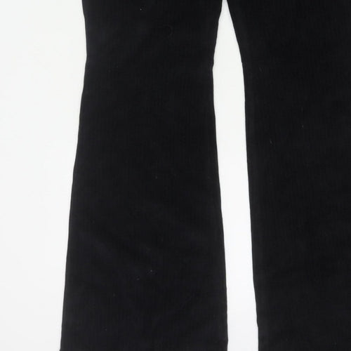 Divided H&M Women Black UK 14 Flared Corduroy Elastic Waist Trousers