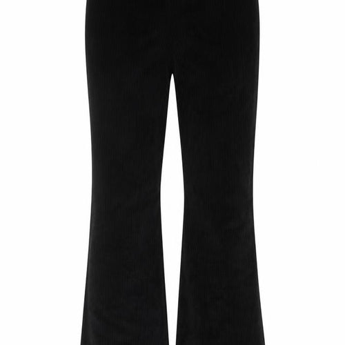 Divided H&M Women Black UK 14 Flared Corduroy Elastic Waist Trousers